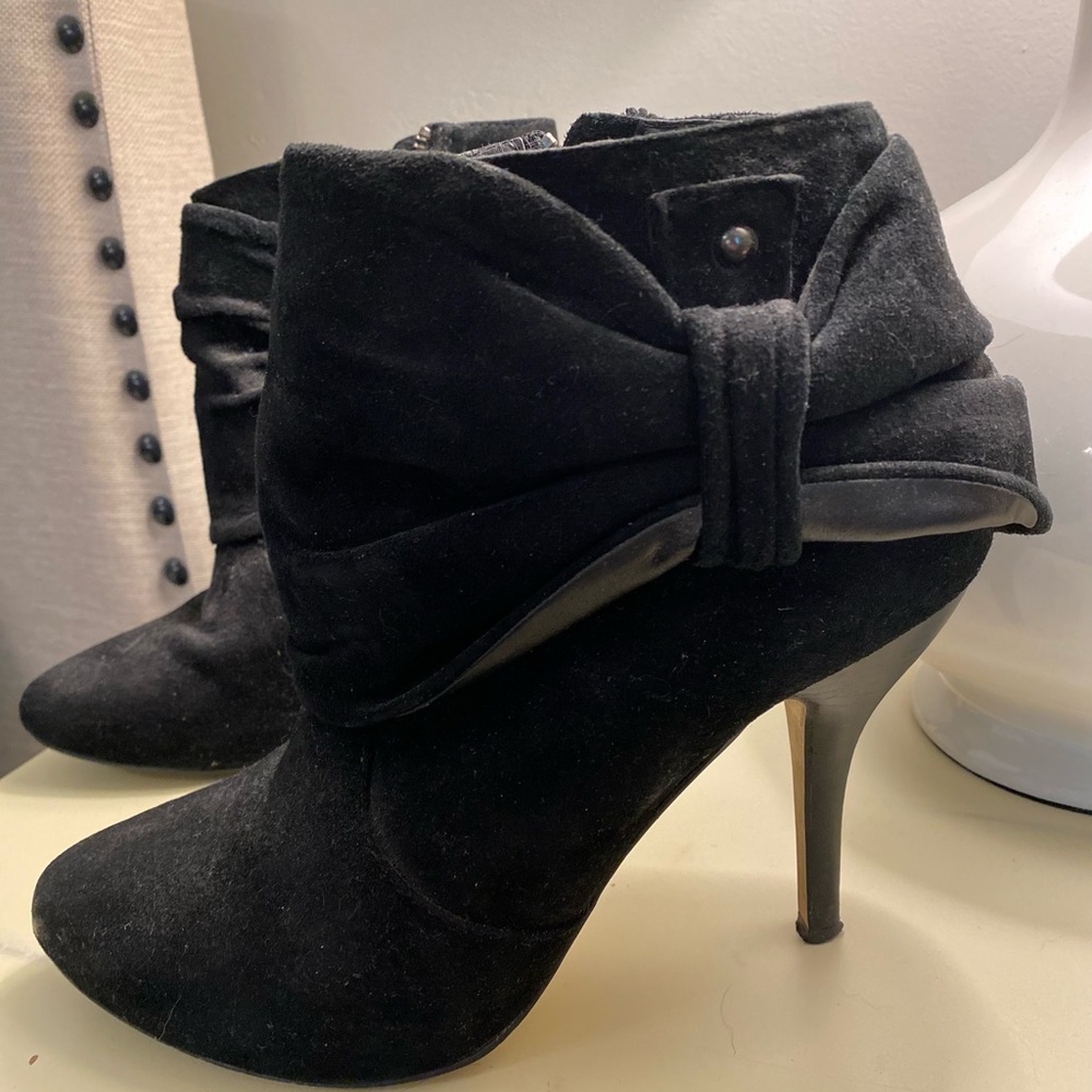 Black suede and leather ankle heel - 8M